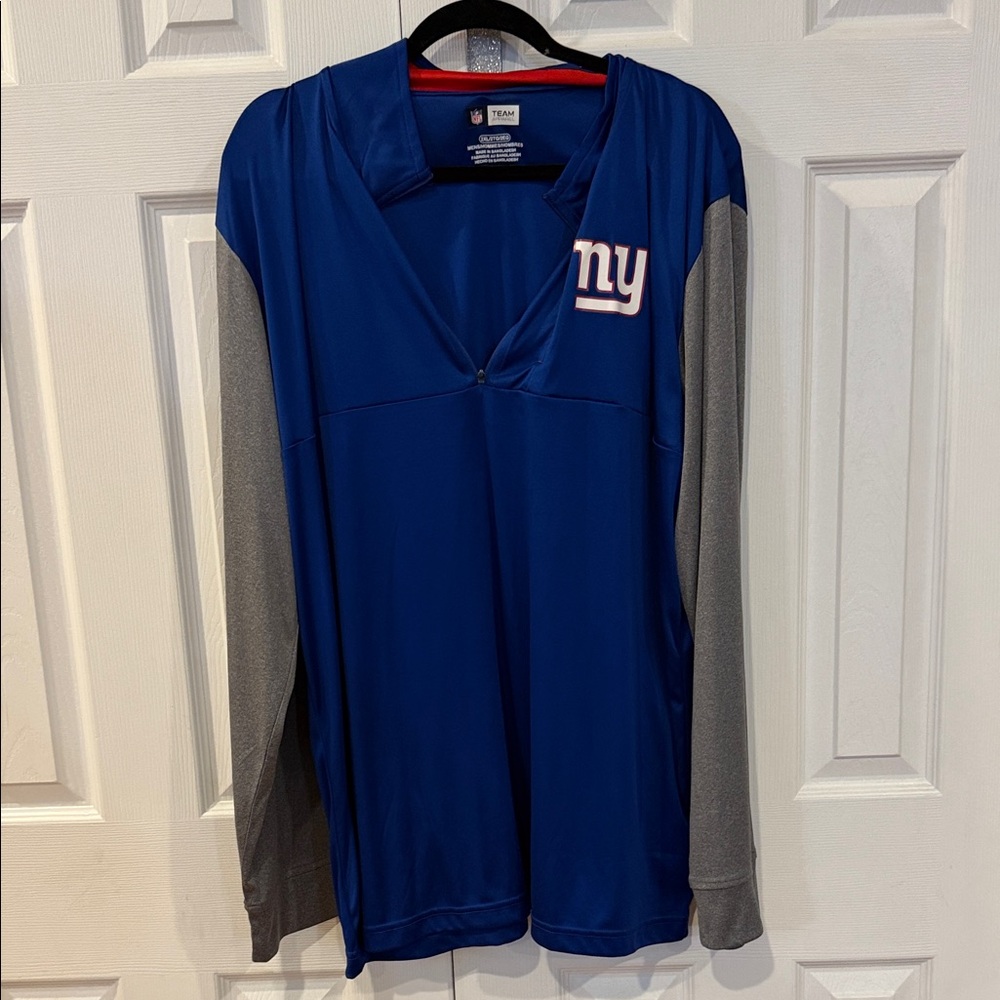 NFL Women's NY Giants Blue and Gray Quarter Zip Pullover